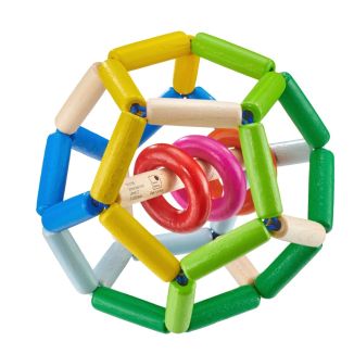 Spielmaterial vom Artikel 61008, Space, Elastischer Greiflingsball aus Holz mit Klapperrringen, 11,5 cm Spielmaterial vom Artikel 61008, Space, Elastischer Greiflingsball aus Holz mit Klapperrringen, 11,5 cm
