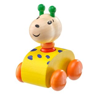 Spielmaterial vom Artikel 61037, Zoolini Giraffe, Rollgreifling Giraffe mit Quietsche aus Holz, 7 cm