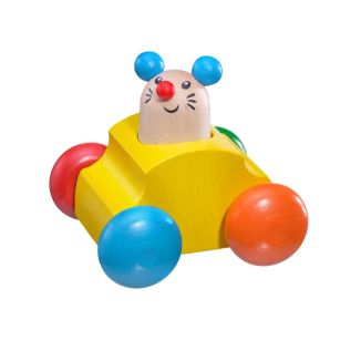 Spielmaterial vom Artikel 61048, Topeto, Rollgreifling Maus mit Quietsche aus Holz, 7 cm