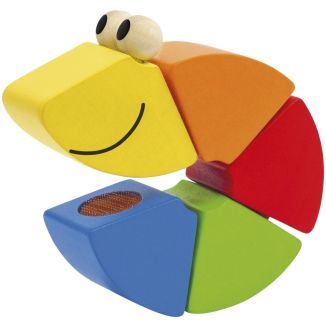 Weiteres Spielmaterial vom Artikel 62040, Klettwurm Freddi, lustig wandelbare Klettfigur, Klettspielzeug aus Holz, 16 cm