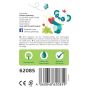 Rückseite der Verpackung vom Artikel 62085, TULIP'S GARDEN by SELECTA® Kleinkindwelt: Holzbausteine Gewächshäuser, 34 Teile