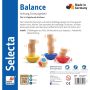 Rückseite der Verpackung vom Artikel 63001, Balance, Würfel- und Stapelspiel aus Holz