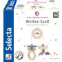 Vorderseite der Verpackung vom Artikel 64005, bellybutton: Wolken Spaß, Minitrapez, Mobile aus Holz, Grau, 15,5 cm