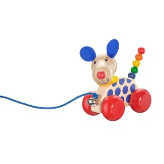Nico-Nachzieh-Hund, Schiebe-und Nachziehspielzeug aus Holz, 12 cm