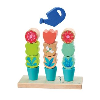 Spielmaterial vom Artikel 62086, Tulips Garten: Steckspiel Blumen, Sortier-und Steckspiel aus Holz, 14 Teile