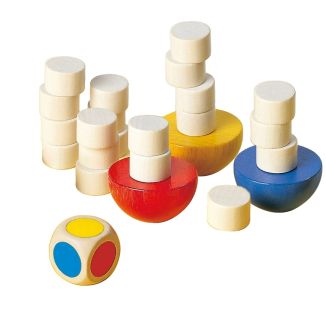 Spielmaterial vom Artikel 63001, Balance, Würfel- und Stapelspiel zum Ausbalancieren aus Holz, 33 Teile