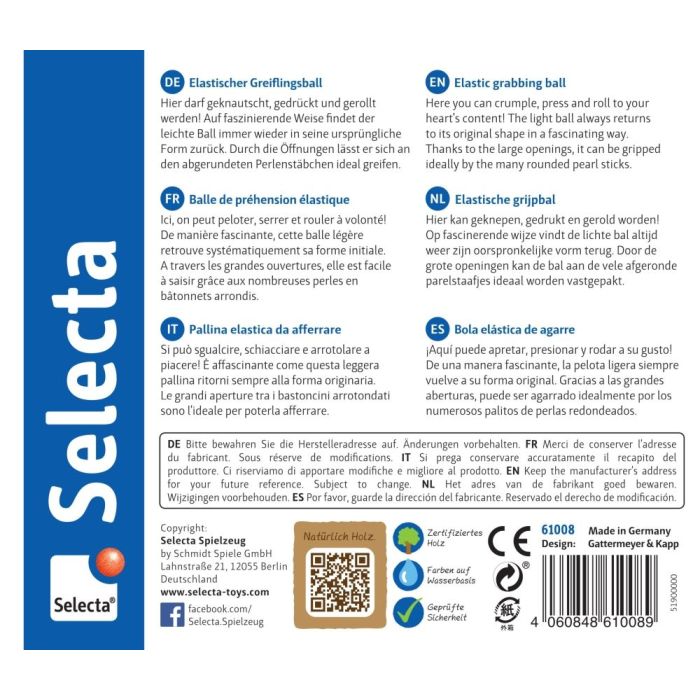 Rückseite der Verpackung vom Artikel 61008, Space, Greiflingball