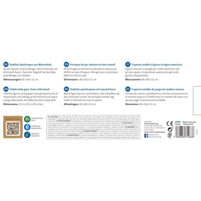 Rückseite der Verpackung vom Artikel 61063, Musina, Spieltrapez, 60cm