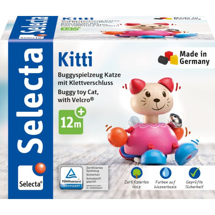 Verpackungsvorderseite aus einem anderen Blickwinkel vom Artikel 61065, Kitti Buggyspielzeug mit Klettverschluss