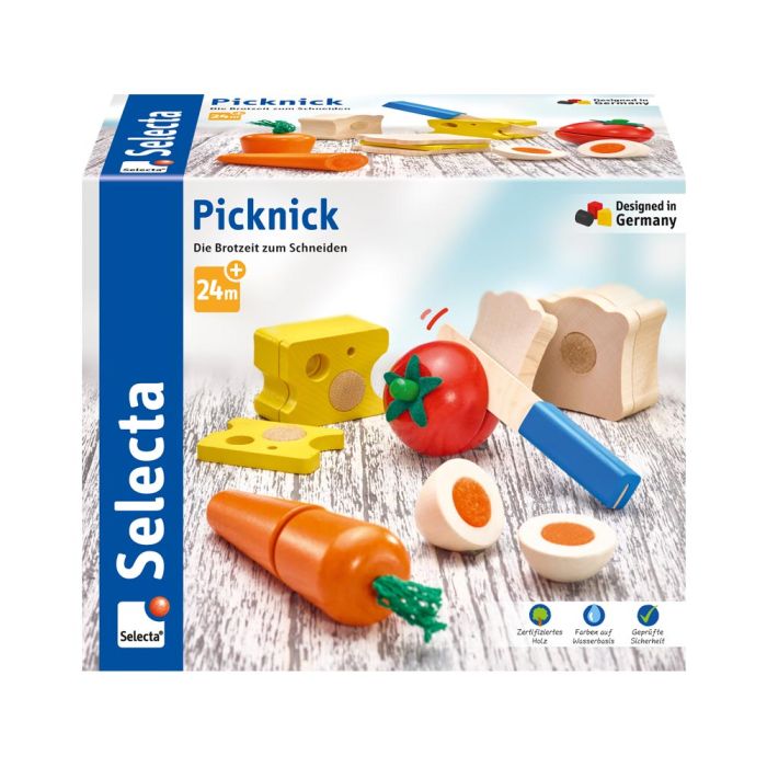 Picknick, Klett und Schneidespielzeug aus Holz, 13 Teile