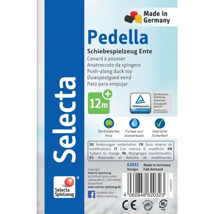 Weitere Seitenansicht der Verpackung vom Artikel 62032, Pedella, Schiebe-und Nachziehspielzeug, 14 cm