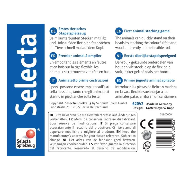 Rückseite der Verpackung vom Artikel 62042, Stapelkater Karlo