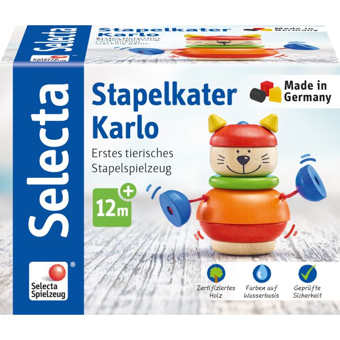 Vorderseite der Verpackung vom Artikel 62042, Stapelkater Karlo