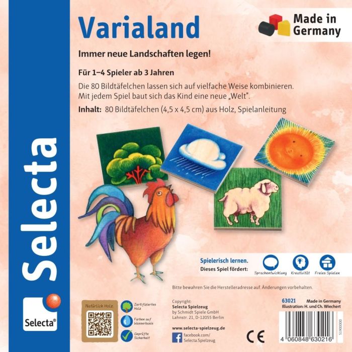 Rückseite der Verpackung vom Artikel 63021, Varialand, Legespiel