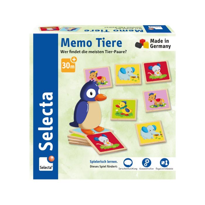 Memo Tiere, Legespiel aus Holz, 24 Teile