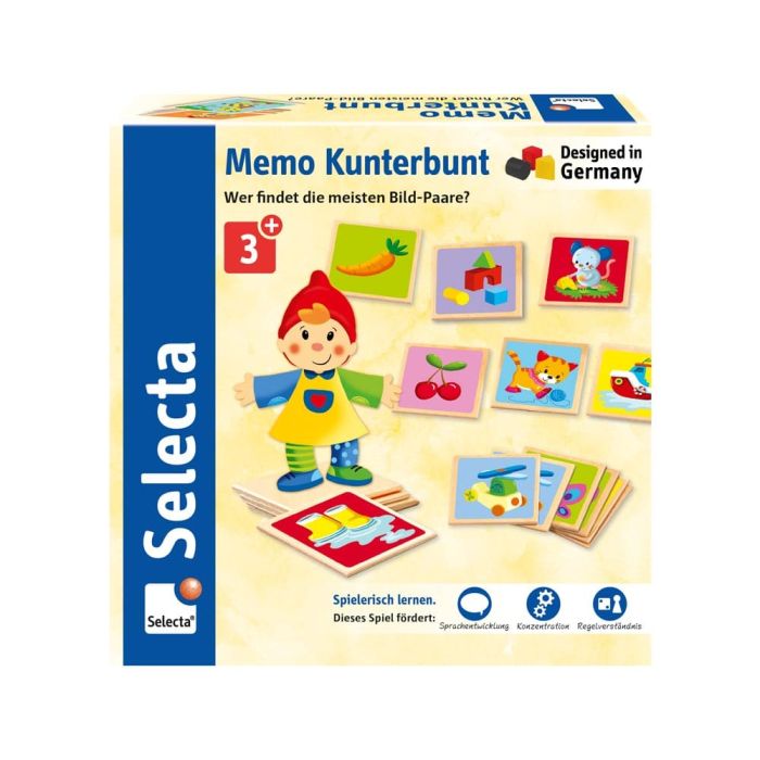 Memo Kunterbunt aus Holz, 36 Teile