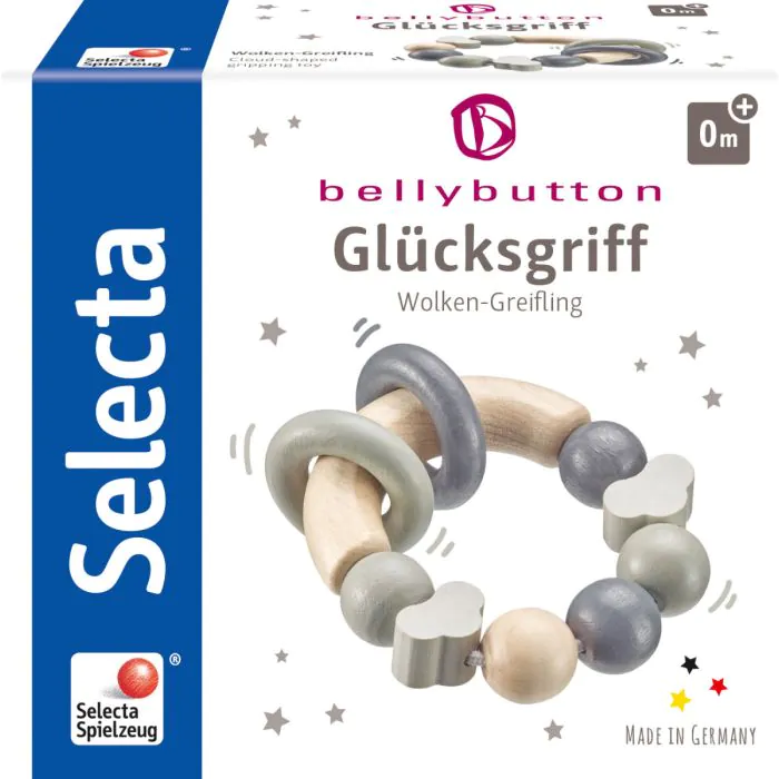 bellybutton: Glücksgriff grau, Greifling aus Holz, 7,5 cm