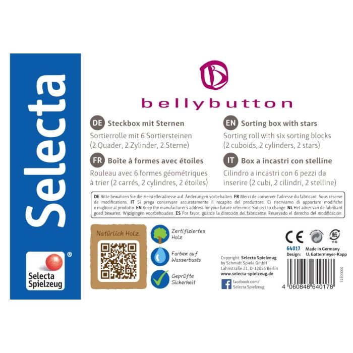 Rückseite der Verpackung vom Artikel 64017, bellybutton: Sternchenrolle, Sortierrolle