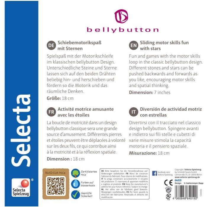 Rückseite der Verpackung vom Artikel 64019, bellybutton: Sternchenschleife