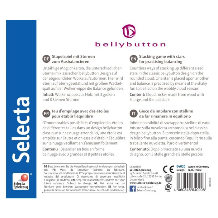 Rückseite der Verpackung vom Artikel 64020, bellybutton: Sternenhimmel, Stapelspielzeug aus Holz
