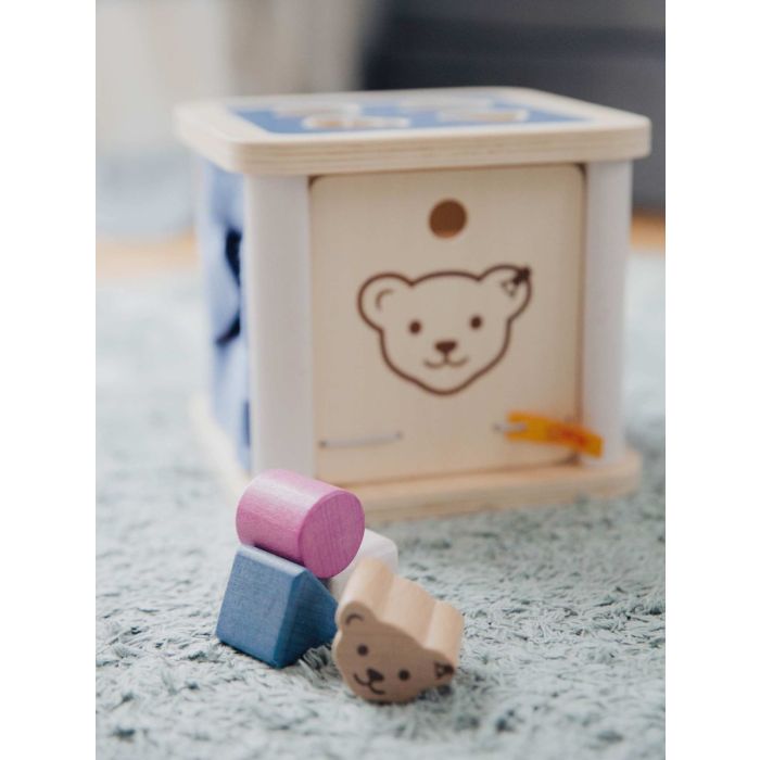 Steiff: Sortierbox mit 4 Holzklötzchen, 16 cm