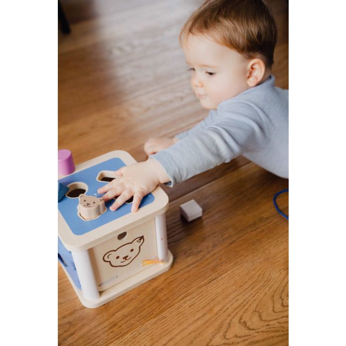 Steiff: Sortierbox mit 4 Holzklötzchen, 16 cm