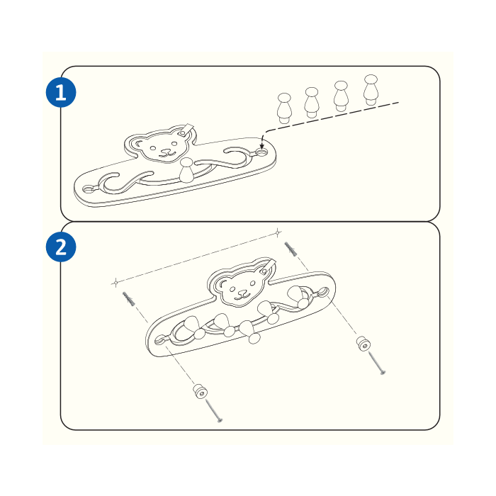 Steiff: Garderobe mit 5 Haken, 44 x 19 cm