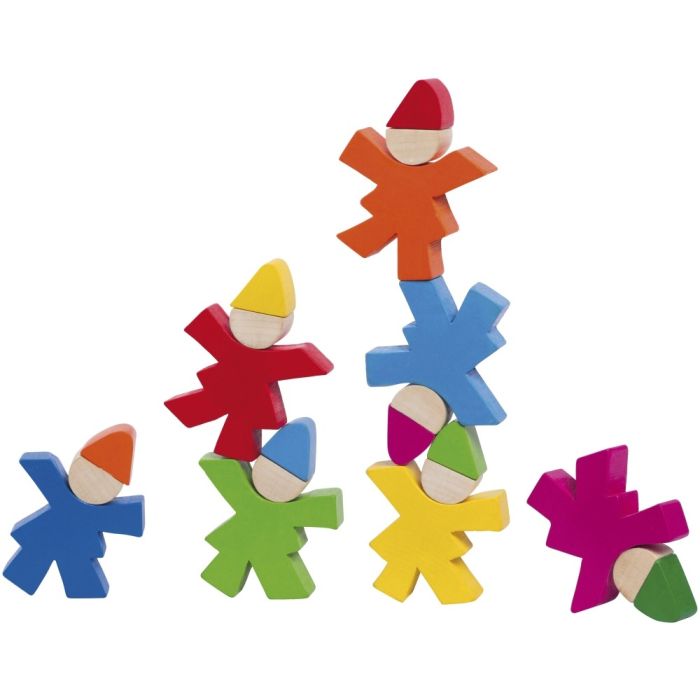 Weiteres Spielmaterial vom Artikel 62039, Zwergenstapel, Stapelspielzeug zum Ausbalancieren aus Holz, 7 Zwerge