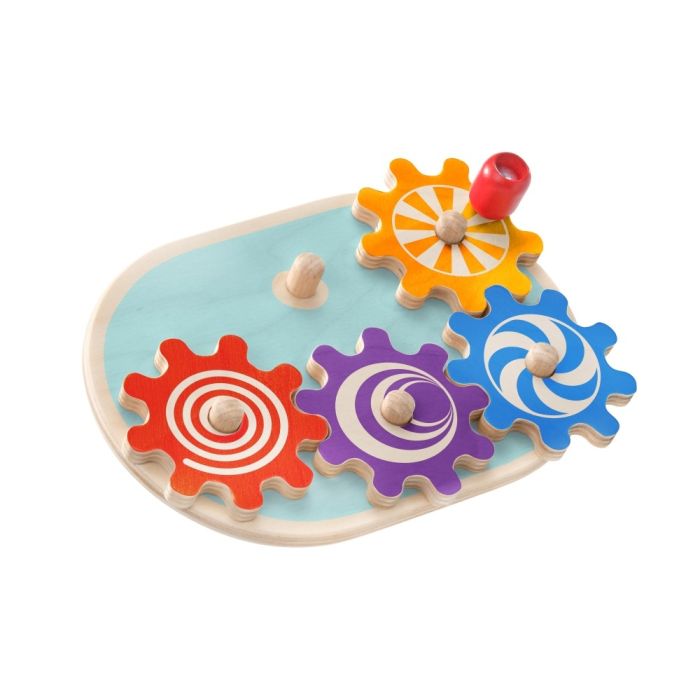 Spielmaterial vom Artikel 62084, Lollivella, Zahnradspiel, Motorikspielzeug aus Holz, 17,5 cm